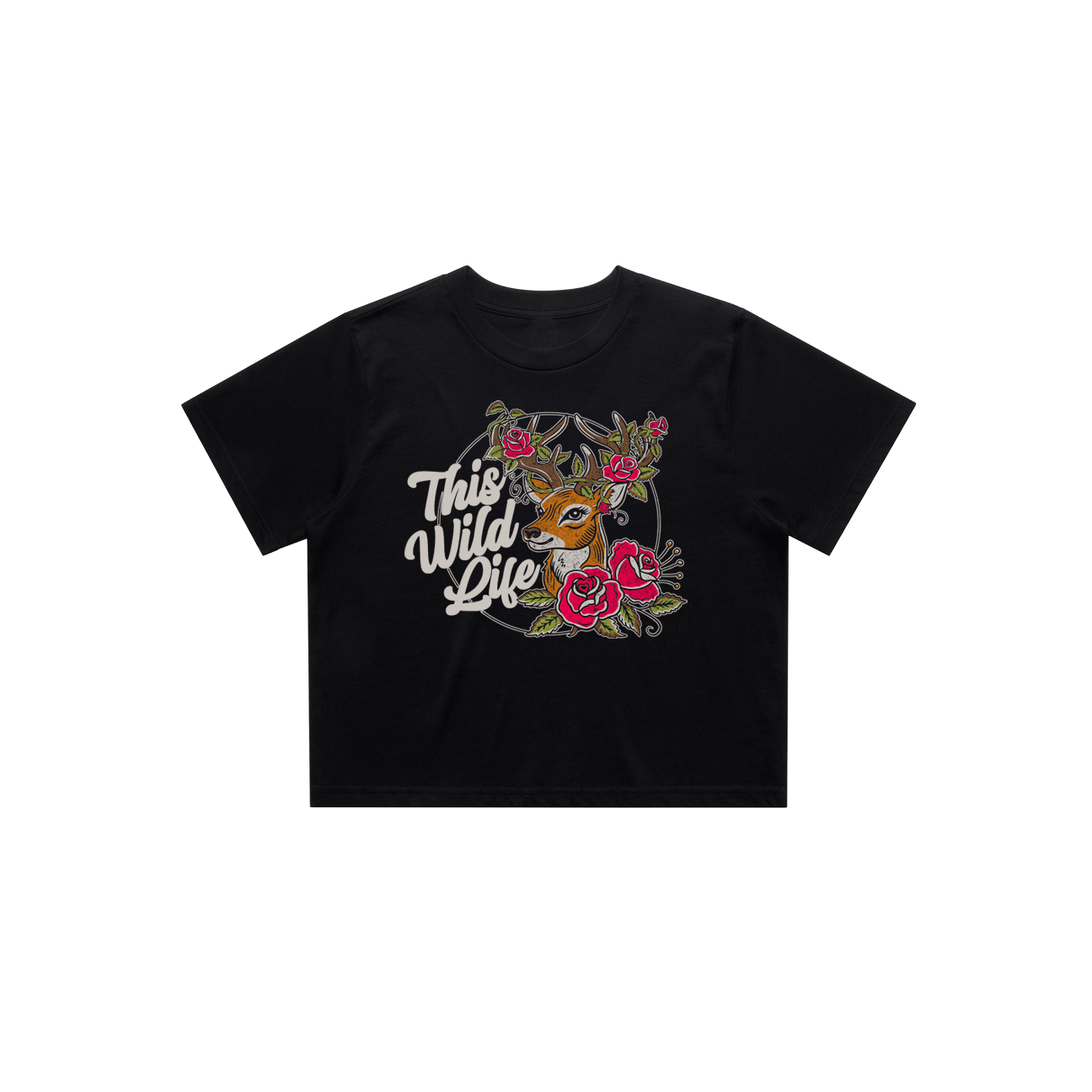 Deer Crop Tee (Black)