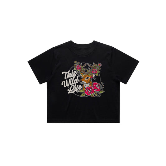 Deer Crop Tee (Black)