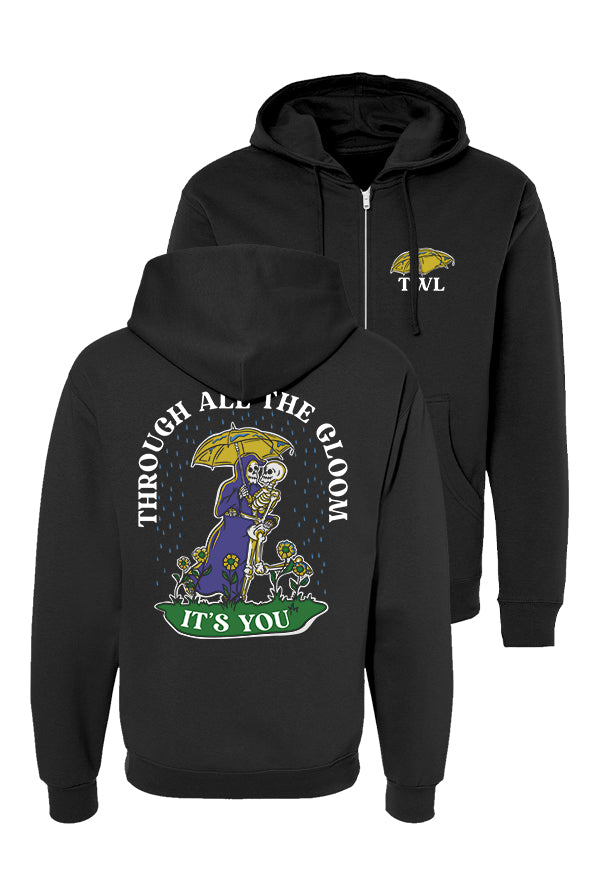 Through All The Gloom Zip Up Hoodie (Black)